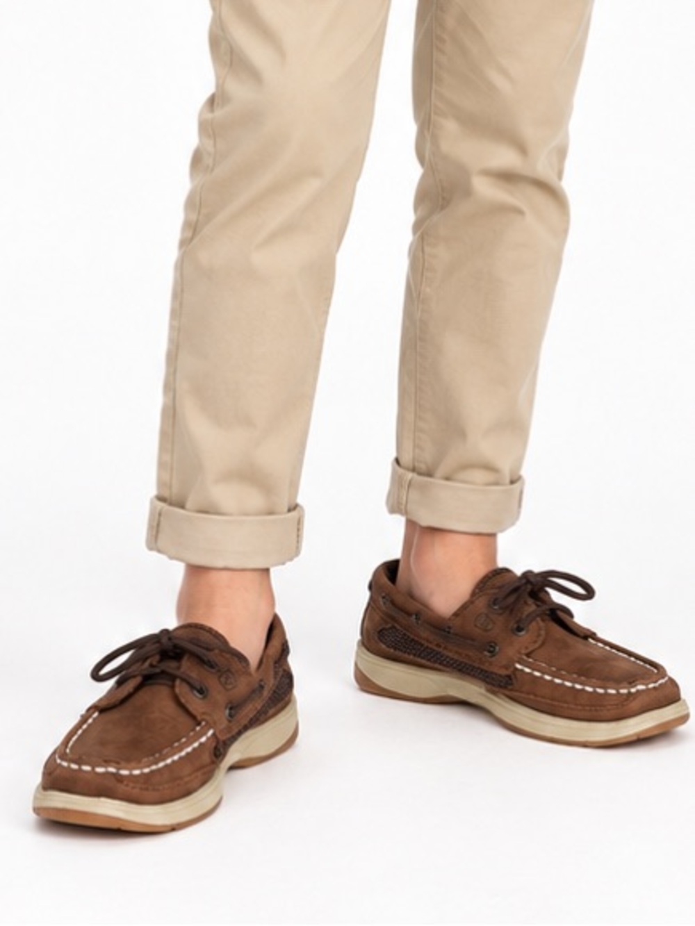 Boys Sperry Top-Sider Lanyard Brown Leather Boat Shoes Size 1M